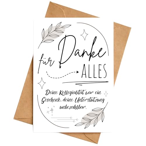 Dankeskarte Kollegen Abschied Karte Klappkarte Danke für alles Geschenk Arbeitskollege Arbeitskollegin DIN A6 mit Umschlag von Palanemo