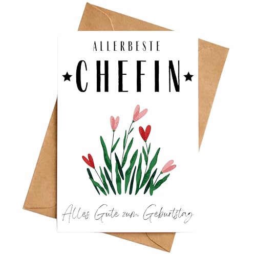 Geburtstagskarte Chefin Glückwunschkarte Klappkarte Karte Allerbeste Chefin DIN A6 mit Umschlag von Palanemo