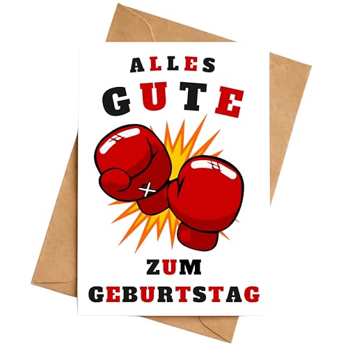 Geburtstagskarte für Boxer Glückwunschkarte Klappkarte Karte DIN A6 mit Umschlag von Palanemo