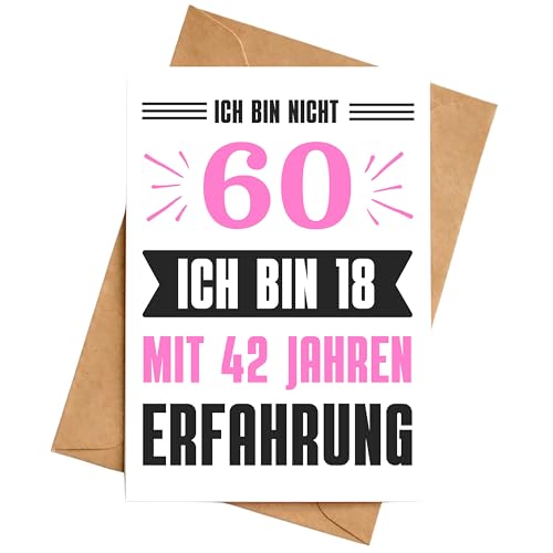 Glückwunschkarte 60 Frau Lustig Geburtstagskarte Klappkarte 60 Jahre Geburtstag Karte DIN A6 mit Umschlag von Palanemo