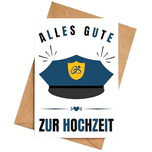 Hochzeitskarte Polizei Geschenk Hochzeit Karte für Polizist Polizistin DIN A6 inkl. Umschlag von Palanemo
