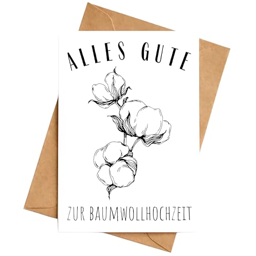 Hochzeitstag Karte Baumwolle 2. Hochzeitstag Baumwollhochzeit 2 Jahre verheiratet Klappkarte Glückwunschkarte DIN A6 von Palanemo