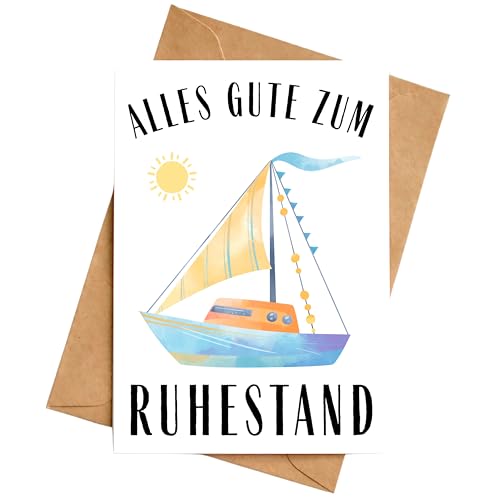Karte Ruhestand Boot Klappkarte Glückwunschkarte für Rentner DIN A6 mit Umschlag von Palanemo