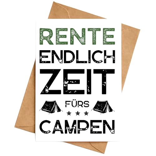 Karte Ruhestand Camping Rente Klappkarte für Camper Glückwunschkarte DIN A6 mit Umschlag von Palanemo