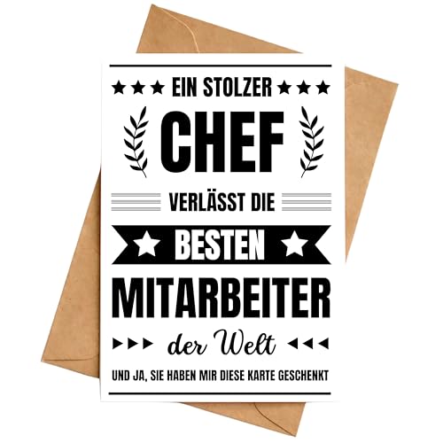 Karte Ruhestand Chef Rente Abschied Klappkarte Abschiedskarte Lustig DIN A6 mit Umschlag von Palanemo