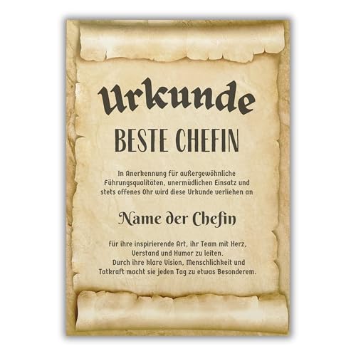 Palanemo Beste Chefin Urkunde personalisiertes Geschenk Poster Karte Geburtstag Geschenkidee DIN A4 Palanemo Beste Chefin Urkunde personalisiertes Geschenk Poster Karte Geburtstag Geschenkidee DIN A4 von Palanemo