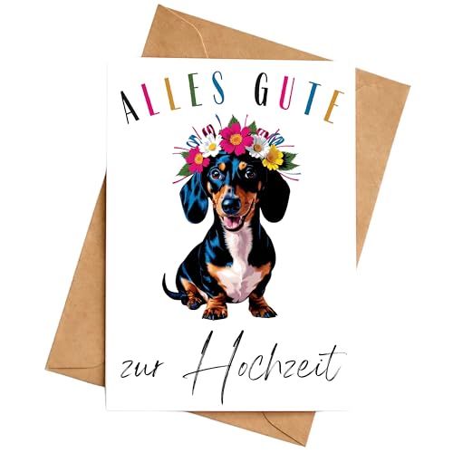 Palanemo Hochzeitskarte Dackel Hund Tier Hochzeitsgeschenk Karte zur Hochzeit DIN A6 von Palanemo
