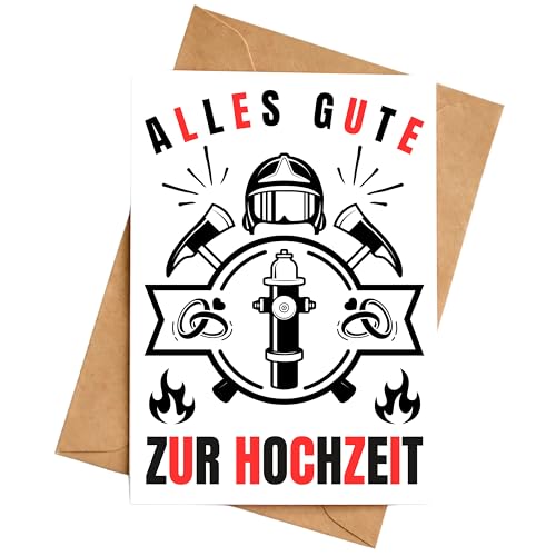 Palanemo Hochzeitskarte Feuerwehr Geschenk Hochzeit Karte für Feuerwehrleute DIN A6 inkl. Umschlag von Palanemo