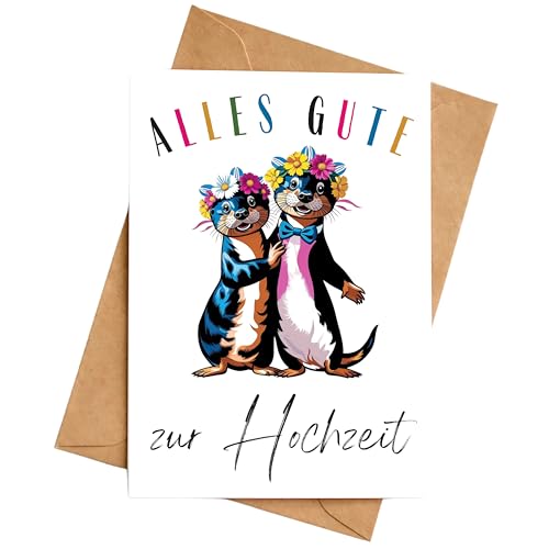 Palanemo Hochzeitskarte Otter Tiere Karte Hochzeit DIN A6 inkl. Umschlag von Palanemo
