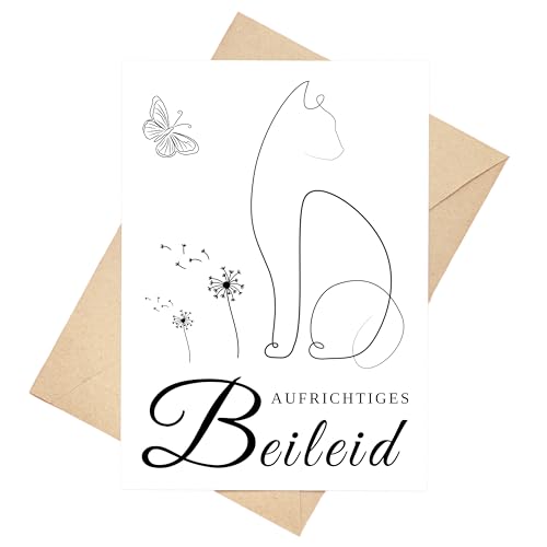 Trauerkarte Katze Katzenmotiv Aufrichtiges Beileid Karte Beileidskarte Klappkarte DIN A6 von Palanemo