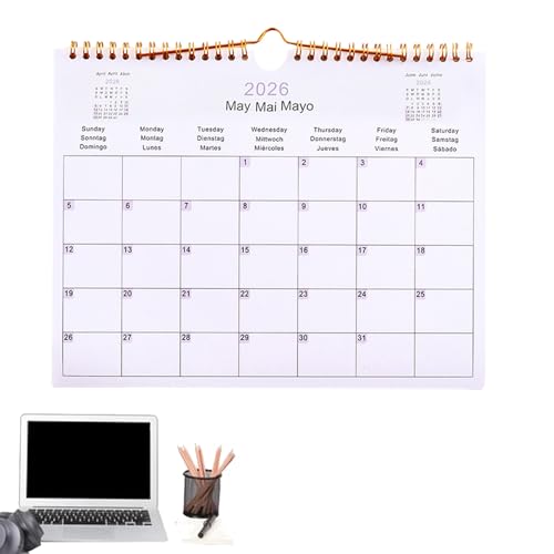 Palaufr 2025 Wandkalender, 2025 Kalenderwand - 2025-2026 Kalenderplaner,Spulen Mehrsprachiger Planer Agenda Organizer für Home Office School Klassenzimmer Küchenschlafzimmerplanung von Palaufr