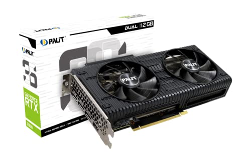 Palit GeForce RTX 3050 Dual Grafikkarte, 8GB, GDDR6, LHR, 3584 Core, 1320 MHz GPU, 1777 MHz Boost, Ampere Architektur, 3X DisplayPort, HDMI, Dual Lüfter, NE63050019P1-190AD, Schwarz von Palit