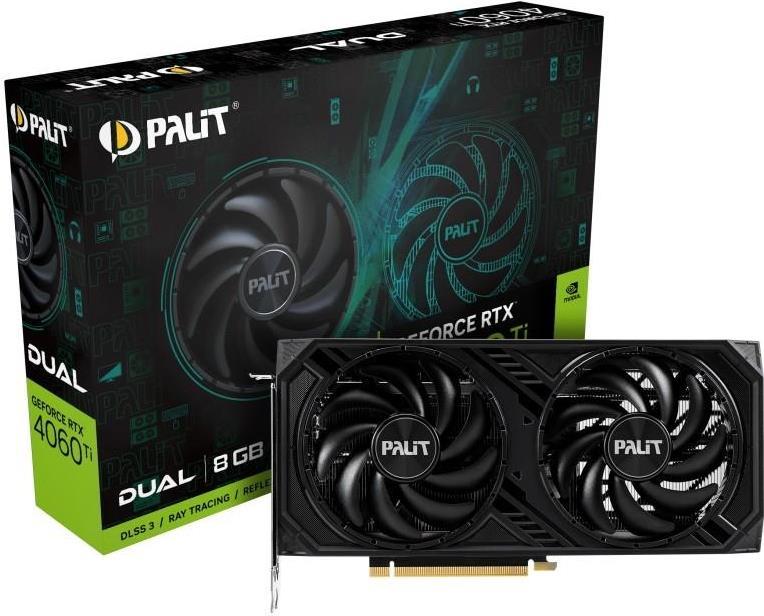 Palit GeForce RTX 4060 Ti Dual - Grafikkarten - GeForce RTX 4060 Ti - 8GB GDDR6 - PCIe 4,0 - HDMI, 3 x DisplayPort (NE6406T019P1-1060D) von Palit