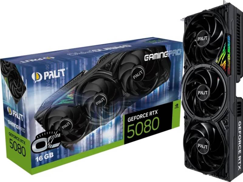 Palit GeForce RTX 5080 GamingPro OC - 16GB GDDR7, HDMI, 3x DP von Palit
