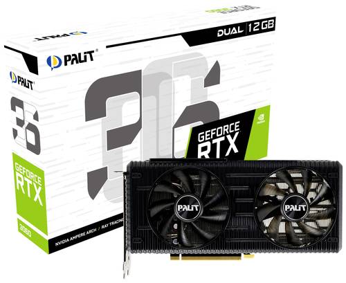 Palit Grafikkarte Nvidia GeForce RTX 3060 Dual 12GB GDDR6-RAM PCIe x16 PCIe 4.0 x16, HDMI®, Display von Palit