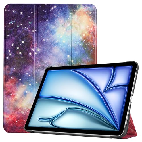 Palizufio Hülle für iPad Air 11" 2024(M2),Schlank Leicht Leder Tasche Schutzhülle Flip Folio Dreifach Ständer Klapphülle Abdeckung mit Auto Wecken/Schlafen,Milchstraße von Palizufio