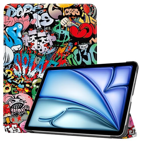 Palizufio Hülle für iPad Air 13" 2024(M2),Schlank Leicht PU Leder Tasche Schutzhülle Flip Folio Dreifach Ständer Klapphülle Abdeckung mit Auto Wecken/Schlafen,Graffiti von Palizufio