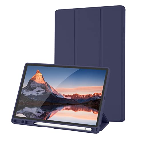 Hülle Kompatibel mit Samsung Galaxy Tab A8 10.5 Zoll 2022/2021, Model SM-X200/SM-X205/SM-X207, Hülle mit Stifthalter, Trifold Ständer Schutzhülle, Auto Schlafen/Wachen for Samsung Tab A8, Dunkelblau von Palkitsee