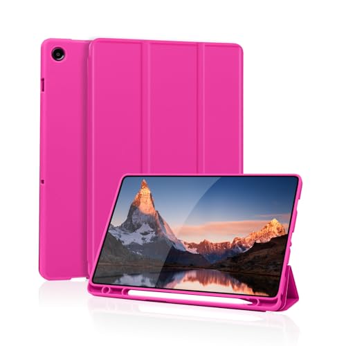 Hülle Kompatibel mit Samsung Galaxy Tab A9 Plus / A9+ 11 Zoll 2023, SM-X210/X216/X218, Hülle mit Stifthalter, Trifold Ständer Schutzhülle, Auto Schlafen/Wachen for Samsung Tab A9+ Hülle, Rosa Rot von Palkitsee