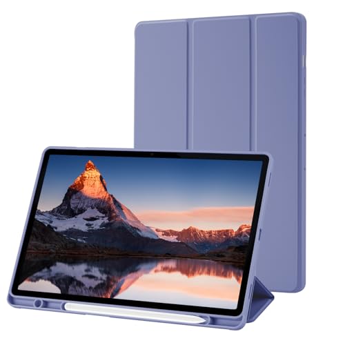 Hülle Kompatibel mit Samsung Galaxy Tab S9 Plus 12.4 Zoll, SM-X810/X816B/X818U Hülle mit S Pen Stifthalter, Trifold Ständer Schutzhülle, Auto Schlafen/Wachen for Samsung Tab S9 Plus, Blaugrau von Palkitsee