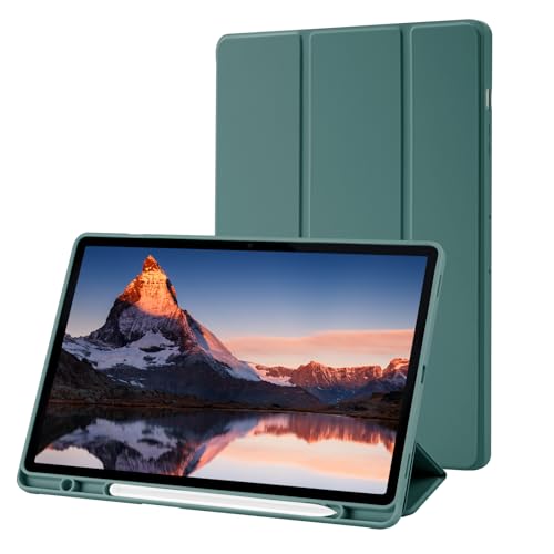 Hülle Kompatibel mit Samsung Galaxy Tab S9 Plus 12.4 Zoll, SM-X810/X816B/X818U Hülle mit S Pen Stifthalter, Trifold Ständer Schutzhülle, Auto Schlafen/Wachen for Samsung Tab S9 Plus, Kieferngrün von Palkitsee