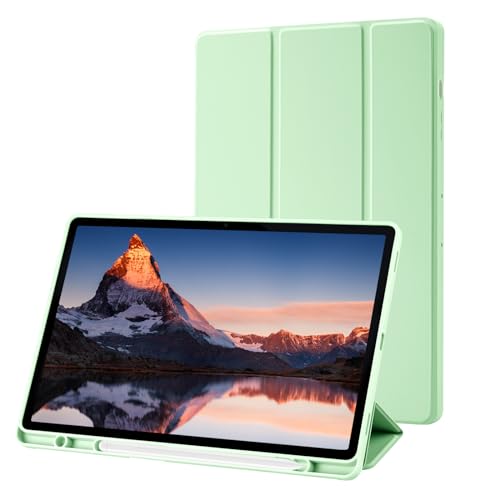 Hülle Kompatibel mit Samsung Galaxy Tab S9 Plus 12.4 Zoll, SM-X810/X816B/X818U Hülle mit S Pen Stifthalter, Trifold Ständer Schutzhülle, Auto Schlafen/Wachen for Samsung Tab S9 Plus, Matcha-Grün von Palkitsee