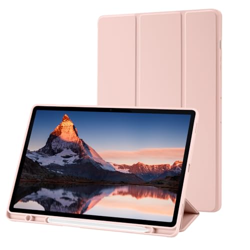 Hülle Kompatibel mit Samsung Galaxy Tab S9 Plus 12.4 Zoll, SM-X810/X816B/X818U Hülle mit S Pen Stifthalter, Trifold Ständer Schutzhülle, Auto Schlafen/Wachen for Samsung Tab S9 Plus, Rosa von Palkitsee