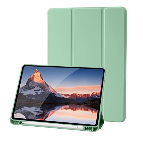 Hülle Kompatibel mit iPad 9 8 7 Generation 10.2 Zoll, Model 2021/2020/2019,9./8./7. Hülle mit Stifthalter, Trifold Ständer Schutzhülle, Auto Schlafen/Wachen for iPad 10,2 - Grün Matcha von Palkitsee