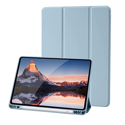 Hülle Kompatibel mit iPad 9 8 7 Generation 10.2 Zoll, Model 2021/2020/2019,9./8./7. Hülle mit Stifthalter, Trifold Ständer Schutzhülle, Auto Schlafen/Wachen for iPad 10,2 - Hell Blau von Palkitsee