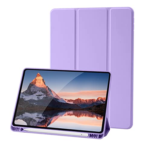 Hülle Kompatibel mit iPad 9 8 7 Generation 10.2 Zoll, Model 2021/2020/2019,9./8./7. Hülle mit Stifthalter, Trifold Ständer Schutzhülle, Auto Schlafen/Wachen for iPad 10,2 - Purple von Palkitsee