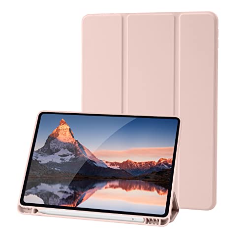 Hülle Kompatibel mit iPad 9 8 7 Generation 10.2 Zoll, Model 2021/2020/2019,9./8./7. Hülle mit Stifthalter, Trifold Ständer Schutzhülle, Auto Schlafen/Wachen for iPad 10,2 - Rosa von Palkitsee