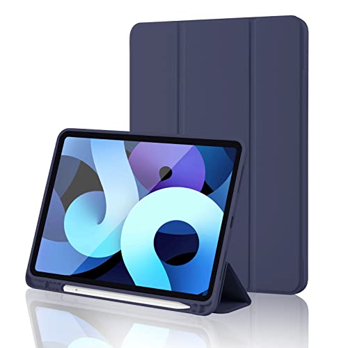 Hülle Kompatibel mit ipad 10 Generation hülle mit stifthalter 2022, iPad 10. 10,9 Zoll 2022 Hülle Premium PU Leder + Weiche TPU Rückseite Case Cover mit Auto Schlafen/Wachen, Dunkelblau von Palkitsee