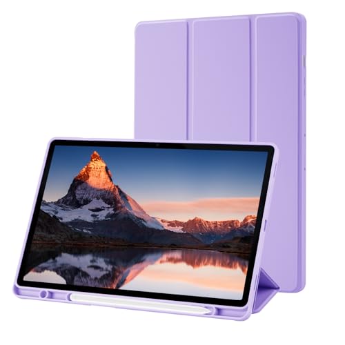 Palkitsee Hülle für Samsung Galaxy Tab S9 Plus 12.4 Zoll mit S Pen Halter, Trifold Stand Smart Schutzhülle Soft TPU Rückseite, Auto Sleep/Wake Cover Hülle, Lila von Palkitsee