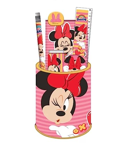 Palleon Minnie Schreibset | Kinder Schreibwarenset | Stift, Lineal, Spitzer, Radiergummi (7-teilig) von Palleon