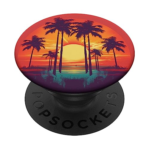 Palme PopSockets mit austauschbarem PopGrip von Palm Tree Beach Tropical Sunset Vacation Design