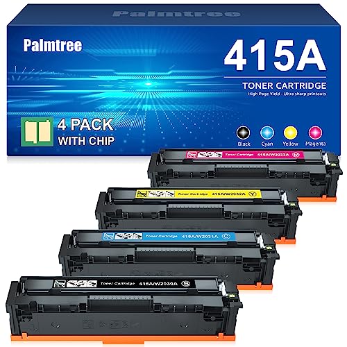 Palmtree Kompatibel HP 415A Multipack Mit Chip Hp 415X Hp Color Laserjet pro MFP M479fdw Toner Hp Color Laserjet pro M479dw M479fdn Hp Color Laserjet pro M454dw M479fnw M454dn W2030A W2030X (4er-Pack) von Palmtree