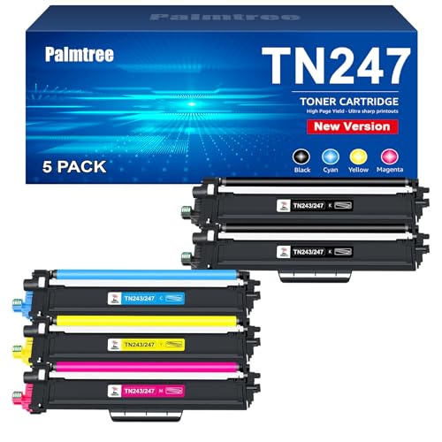 Palmtree Kompatibel für Brother TN-243CMYK Toner Brother MFC L3750CDW Brother MFC-L3750CDW Toner Brother MFC-L3770CDW TN247 TN243 TN243CMYK DCP-L3550CDW HL-L3210CW HL-L3230CDW MFC-L3730CW (5er-Pack) von Palmtree