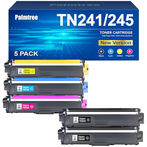 Palmtree TN241 TN245 Toner Kompatibel für Brother TN-241 TN-245 für Brother MFC 9332CDW Toner DCP 9022CDW MFC-9142CDN HL-3142CW DCP-9022CDW MFC-9332CDW DCP-9020CDW HL-3152CDW HL-3140CW (5er-Pack) von Palmtree