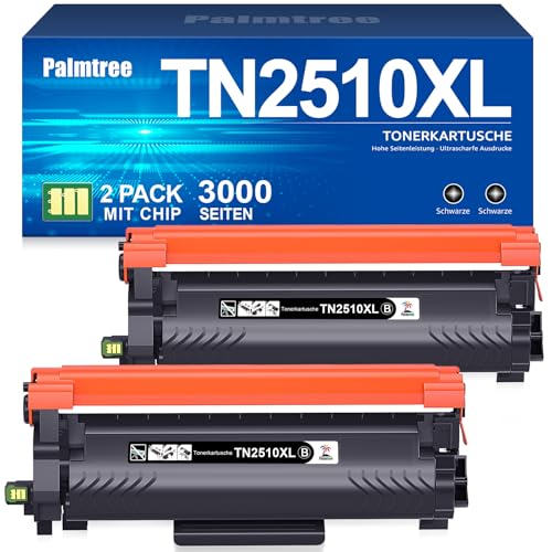 Palmtree TN2510 TN2510XL TN-2510 XL Kompatibel für Brother HL-L2400DWE Toner MFC-L2800DW MFC-L2835DW MFC-L2860DW HL-L2400DW MFC-L2827DW DCP-L2620DW HL-L2445DW DCP-L2660DW DCP-L2665DW (2 Schwarz) von Palmtree