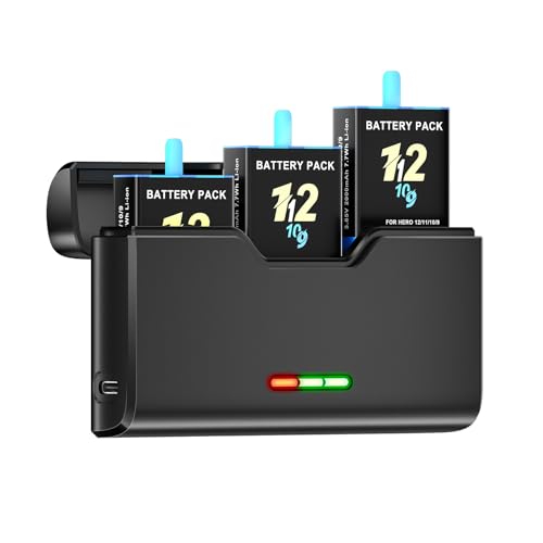 2Pcs Akkus Mit Ladegerät für GoPro 12/11/10/9, 3 Kanal Batterieladegerät Mit LCD Display, TF-Kartenschlitz,Niedrige Temperatur geeignet, Taschenformat Ladegerät 2Pcs Akkus Mit Ladegerät für GoPro 12/11/10/9, 3 Kanal Batterieladegerät Mit LCD Display, TF-Kartenschlitz,Niedrige Temperatur geeignet, Taschenformat Ladegerät von Palogreen