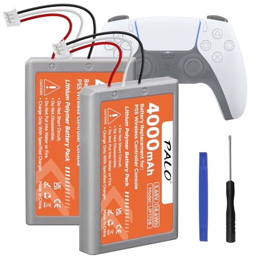 PS5 Controller Akku 4000mAh - 3.65V/14.6Wh Lithium Wiederaufladbare Hohe Kapazität Akku für LIP1708, PS5 Dual Sense, CFI-ZCT1W, CFI-ZCT1J Wireless Controller (2Pcs) PS5 Controller Akku 4000mAh - 3.65V/14.6Wh Lithium Wiederaufladbare Hohe Kapazität Akku für LIP1708, PS5 Dual Sense, CFI-ZCT1W, CFI-ZCT1J Wireless Controller (2Pcs) von Palogreen
