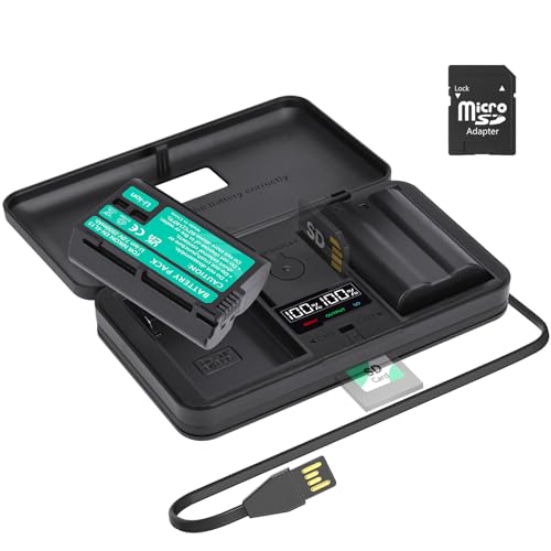 2er Pack ENEL15 Akku mit LCD Ladegerät - Built-in USB Kable Ladegerät with Type C Port für Nikon EN-EL15a Z7II Z7 Z6II Z6 D850 D750 D610 D600 D500 D7500 D7200 D7100 D7000 D810A D810 D800E D800 Akku von Palogreen