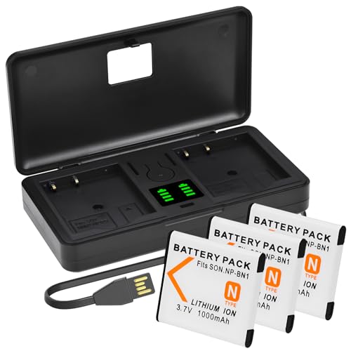 3Pcs NP-BN1 Akku 1000mAh und LCD-USB-Ladegerät für Sony DSC-W800 DSC-W830 DSC-QX100 DSC-TX30 DSC-QX10 DSC-TF1 DSC-TX20 DSC-TX66 DSC-TX200 DSC-WX150 3Pcs NP-BN1 Akku 1000mAh und LCD-USB-Ladegerät für Sony DSC-W800 DSC-W830 DSC-QX100 DSC-TX30 DSC-QX10 DSC-TF1 DSC-TX20 DSC-TX66 DSC-TX200 DSC-WX150 von Palogreen
