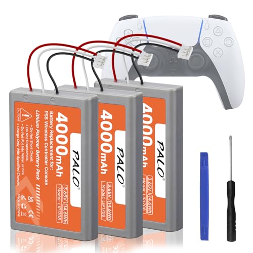 PS5 Controller Akku 4000mAh - 3.65V/14.6Wh Lithium Wiederaufladbare Hohe Kapazität Akku für LIP1708, PS5 Dual Sense, CFI-ZCT1W, CFI-ZCT1J Wireless Controller (3Pcs) PS5 Controller Akku 4000mAh - 3.65V/14.6Wh Lithium Wiederaufladbare Hohe Kapazität Akku für LIP1708, PS5 Dual Sense, CFI-ZCT1W, CFI-ZCT1J Wireless Controller (3Pcs) von Palogreen