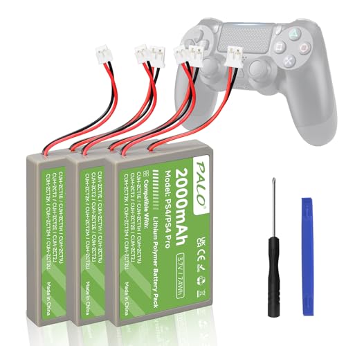 PS4 Akku 2000mAh Ersatz für Sony PS4/PS4 Pro/PS4 Slim PS4 Dualshock 4 Controller CUH-ZCT1E CUH-ZCT1H CUH-ZCT1U CUH-ZCT2 CUH-ZCT2U (3Pcs) von Palogreen