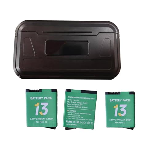 Palogreen 3 Pack Akkus 2400mAh Mit 3 Kanal Ladegerät für GoPro Hero13 - Batterieladegerät Mit LCD Display, TF-Kartenschlitz,Niedrige Temperatur geeignet, Taschenformat Ladegerät Palogreen 3 Pack Akkus 2400mAh Mit 3 Kanal Ladegerät für GoPro Hero13 - Batterieladegerät Mit LCD Display, TF-Kartenschlitz,Niedrige Temperatur geeignet, Taschenformat Ladegerät von Palogreen
