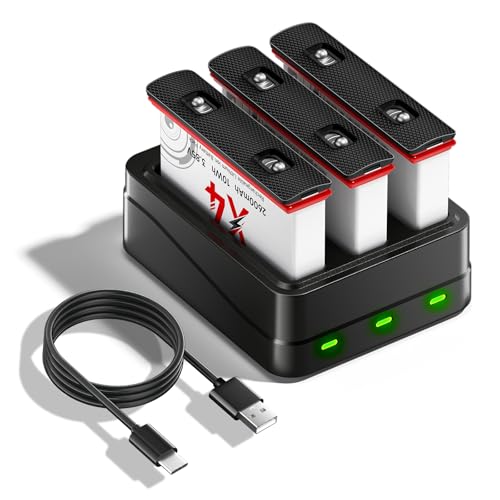 Palogreen 360 X4 Akku Ladegerät Set - 3 Pcs 2600mAh 360 X4 Akkus und 3 Kanal LED X4 Ladegerät Typ-C für 360 One X4 Kamera Palogreen 360 X4 Akku Ladegerät Set - 3 Pcs 2600mAh 360 X4 Akkus und 3 Kanal LED X4 Ladegerät Typ-C für 360 One X4 Kamera von Palogreen