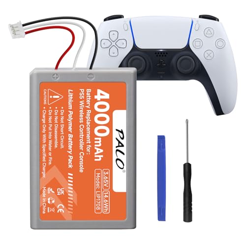 PS5 Controller Akku 4000mAh - 3.65V/14.6Wh Lithium Wiederaufladbare Hohe Kapazität Akku für LIP1708, PS5 Dual Sense, CFI-ZCT1W, CFI-ZCT1J Wireless Controller (1Pcs) von Palogreen