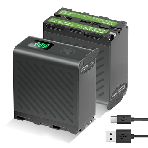 Palogreen 9600mAh NP-F970 Wiederaufladbar Li-Ion Akku kompatibel mit Sony NP-F970 / NP-F960 / NP-F750 / NP-F550 / NP-F930, Sony DCR-VX2100,PD150,PD170,FDR-AX1,HDR-AX2000,FX1,FX1000 (2PCS) von Palogreen