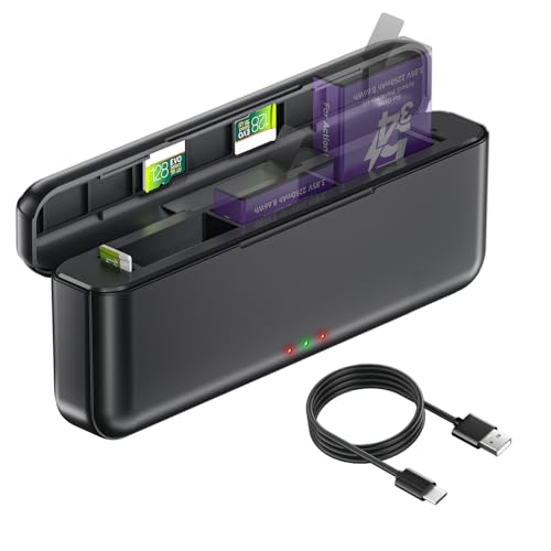 Palogreen Osmo Action 5 Pro Akku-Ladegerät für DJI Osmo Action 5 Pro/Action 4/Action 3 Akkus, Upgraded USB-Schnellladegehäuse mit Typ-C-Kabel, TF-Karten-Speicherplatz Palogreen Osmo Action 5 Pro Akku-Ladegerät für DJI Osmo Action 5 Pro/Action 4/Action 3 Akkus, Upgraded USB-Schnellladegehäuse mit Typ-C-Kabel, TF-Karten-Speicherplatz von Palogreen